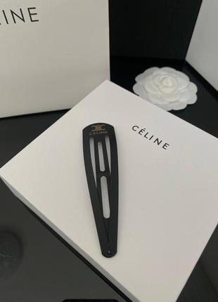 Стильна брендова неведимка для волосся чорного кольору з логотипом, люкс якість!