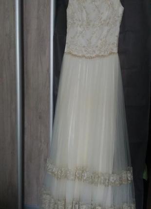 Шикарное молочное свадебное платье весільна сукня плаття4 фото