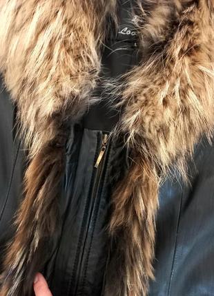 Шкіряна куртка натуральне хутро тепла зимова7 фото