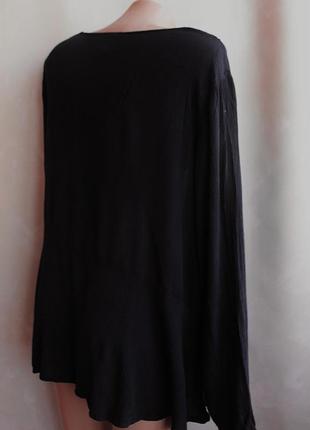 Чорна блуза із натуральної тканини віскоза2 фото