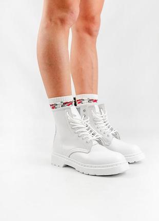 Кожаные сапоги dr. martens classic white, скидка🍁