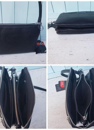 Женская кожаная сумка клатч polina & eiterou на три отделения через плечо жіноча шкіряна10 фото