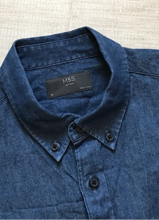 Стильная джинсовая рубашка шведка, от marks & spencer. m ворот 416 фото