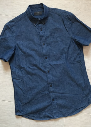 Стильная джинсовая рубашка шведка, от marks & spencer. m ворот 415 фото