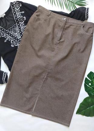 Джинсовая юбка макси карандаш с разрезом, прямая, тонкий джинс, базовая
