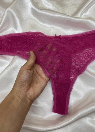 Идеальные розовые кружевные сексуальные секси трусы трусики стриги на высокой посадке большого размера яркие4 фото