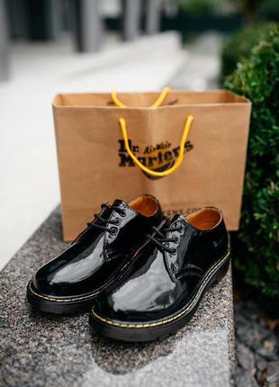 Туфлі шкіряні лаковані dr.martmartens jadon yellow fur сапожки на меху “black”2 фото