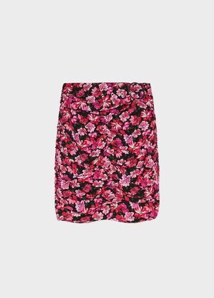 Мини юбка с цветочным принтом и драпировкой2 фото