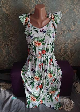 Красивое женское платье сарафан в цветы р.46 /48