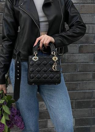 Жіноча сумка christian dior lady black mini4 фото
