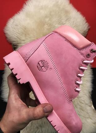 Стильные женские зимние ботинки🌺timberland pink🌺тимберленд розовые с натуральным мехом.1 фото