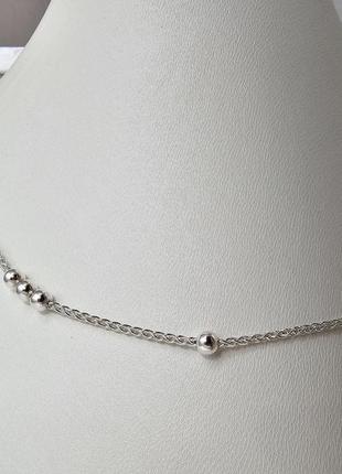 Ланцюжок срібний плетіння колосок з кульками 55 см