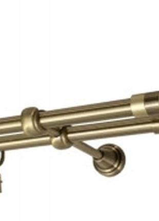 Карниз для штор orvit сігма металевий дворядний гладка труба кільце металеве антик 16\16 мм 300 см