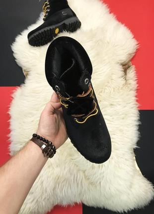 🕸️timberland black velvet x off white (демисезон)🕸️женские черные ботинки тимберленд деми.3 фото