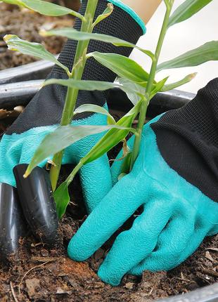 Садові рукавички з кігтями garden genie gloves. рукавички кігті для саду та городу. рукавички граблі7 фото