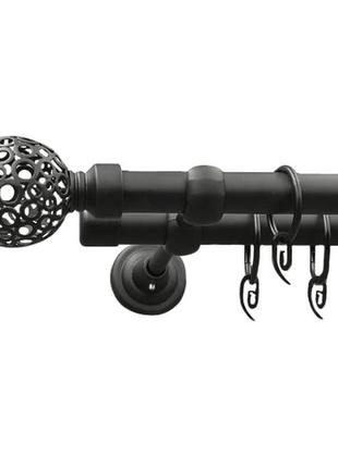 Карниз для штор orvit орнелла металевий дворядний гладка труба кільце металеве чорна 25\19 мм 300 см