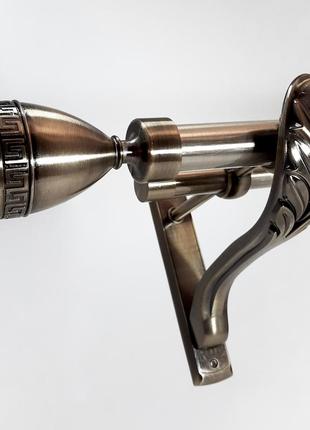 Карниз для штор orvit афіна металевий дворядний ретро гладка труба кільце металеве антик 25\19 мм 200 см