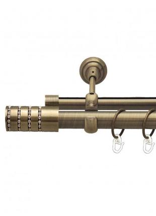Карниз для штор orvit барамелла металевий дворядний гладка труба кільце металеве антик 19\19 мм 300 см