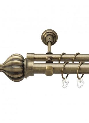 Карниз для штор orvit таджа металевий дворядний гладка труба кільце металеве антик 25\19 мм 240 см