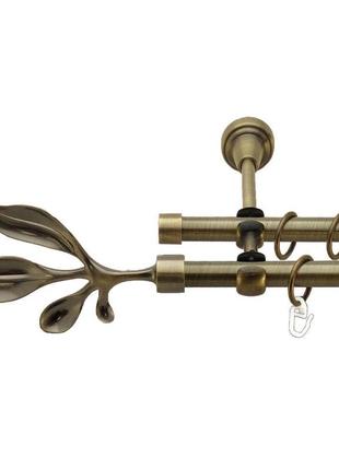 Карниз для штор orvit баваро металевий дворядний гладка труба кільце металеве антик 16\16 мм 240 см