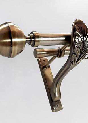 Карниз для штор orvit шар металевий дворядний ретро гладка труба кільце металеве антико 25\19 мм 300 см