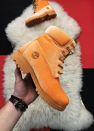 Черевики жіночі🔶timberland orange velvet x off white🔶 тімберленд демісезонні