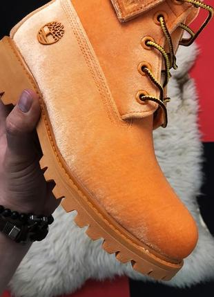 Черевики жіночі🔶timberland orange velvet x off white🔶 тімберленд демісезонні