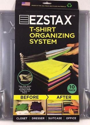 Органайзер для одягу шафа ezstax. роздільник пластиковий для одягу та документів. органайзер для футболок6 фото
