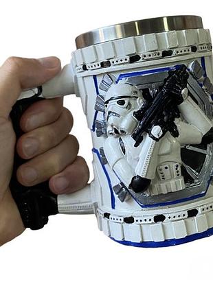 Кухоль чашка келих 3d неіржавка сталь star wars штурмовик 550 мл6 фото