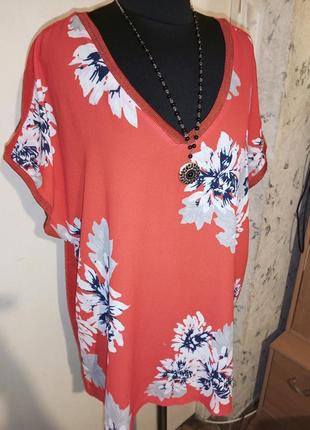 Яркая,комбинированная блузка в цветочный принт,большого размера,fransa1 фото