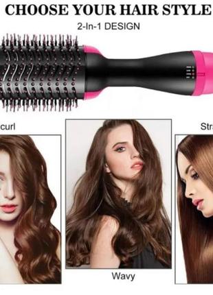 Фен щітка гребінець 3в1 one step hair dryer 1000 вт 3 режими випрямляч для укладання волосся стайлер з функцією іонізації4 фото