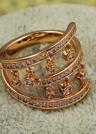 Кольцо xuping jewelry забава с танцующими подвесками р 18  золотистое2 фото