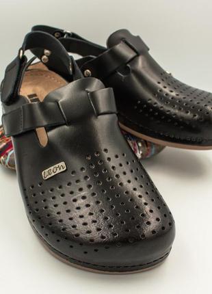 Мужские сандалии сабо кожаные leon 701m, черные, размер 41