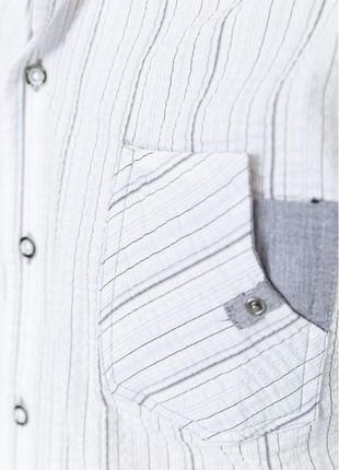 Стильная летняя мужская рубашка с короткими рукавами полосатая мужская рубашка белая мужская рубашка5 фото