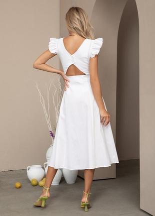 Роскошное белое женское платье миди расклешенное женское платье с вырезом на спинке платье для невесты3 фото