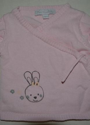 Фирменная кофточка кофта новорожденной девочке зайчик кролик2 фото