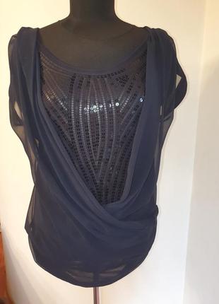 Блуза блузка синяя с паетками
