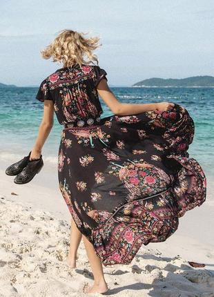 Длинное платье платья в этно-бохо стиле, цветочный принт7 фото