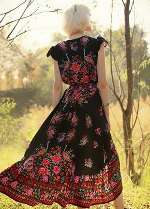 Длинное платье платья в этно-бохо стиле, цветочный принт2 фото
