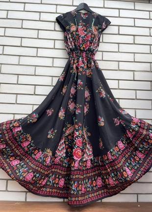 Длинное платье платья в этно-бохо стиле, цветочный принт9 фото