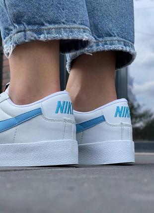 Nike blazer low white blue logo8 фото