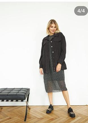 Стильная удлиненная рубашка под замш
