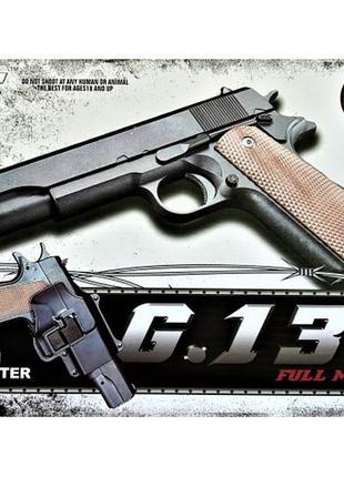 Дитячий пістолет "colt m1911 classic" galaxy g13+ метал-пластик з кобурою чорний