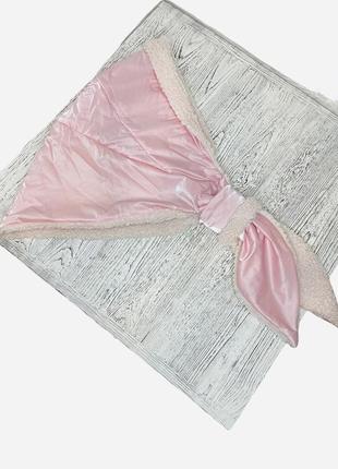 Двухсторонний женский капюшон барашек, косынка теплая розовая