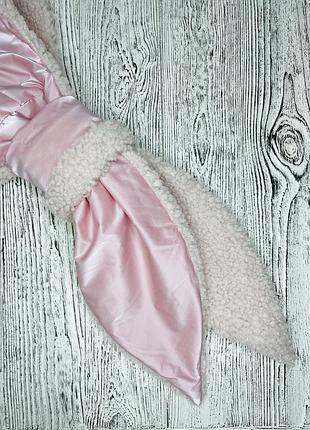 Двухсторонний женский капюшон барашек, косынка теплая розовая