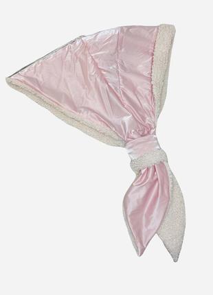 Двухсторонний женский капюшон барашек, косынка теплая розовая