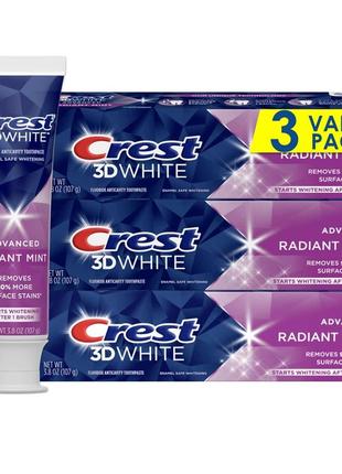 Відбілююча зубна паста crest 3d white radiant mint. оригінал2 фото