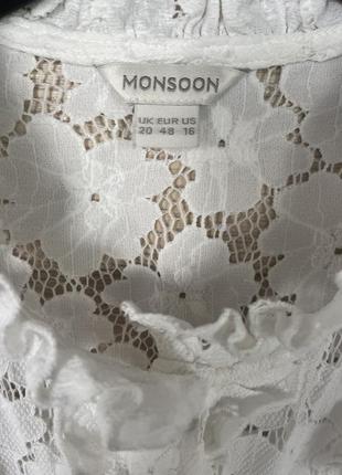 Блуза белая красивая нарядная кружевная кружевная от дорогого бренда monsoon8 фото