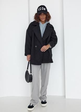 Укорочене двобортне жіноче пальто колір:чорний7 фото