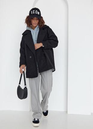 Укорочене двобортне жіноче пальто колір:чорний8 фото